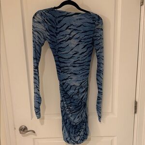 Vintage Blue Tulle Long Sleeve Dress